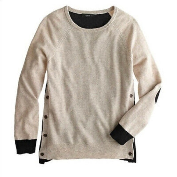 J Crew sweater women side button elbow patch Colorblock Sweater size small - Picture 5 of 10